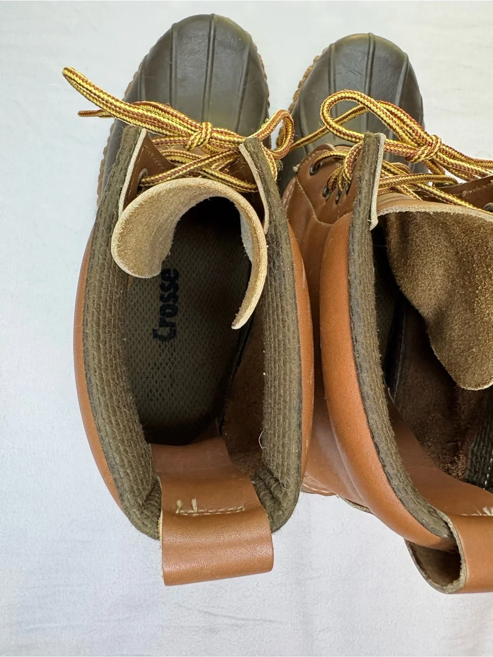Vintage LaCrosse Duck Boots Mens 11 Brown Leather Rubber Made in USA Hunting